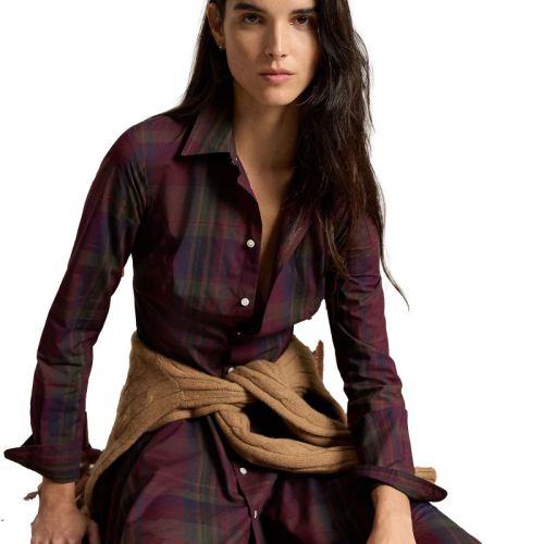 WOVEN-SHIRT DRESS-DRESSES 2059 MERLOT-GRE