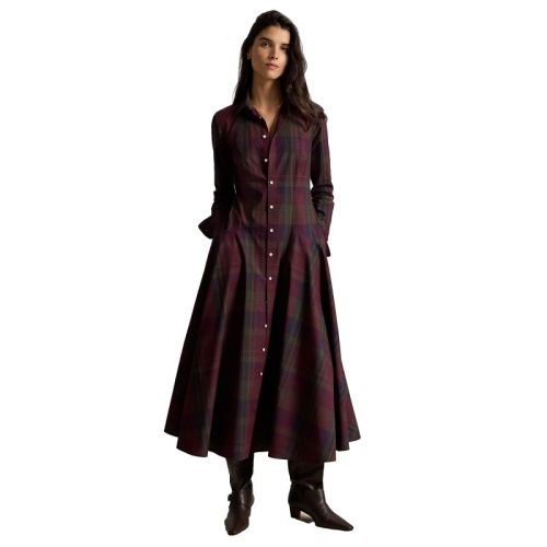 WOVEN-SHIRT DRESS-DRESSES 2059 MERLOT-GRE