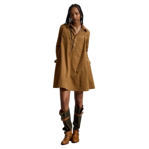 WOVEN-A LINE-DRESSES TAN TAN
